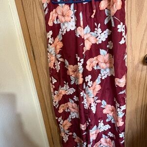 Tommy Bahama woman’s Silk Pajama pants  Burgundy and Peach floral